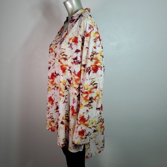 Terra & Sky Top Plus Size 3X 24/26W Tunic High Low Watercolor Print V-Neck NWT - Picture 4 of 7